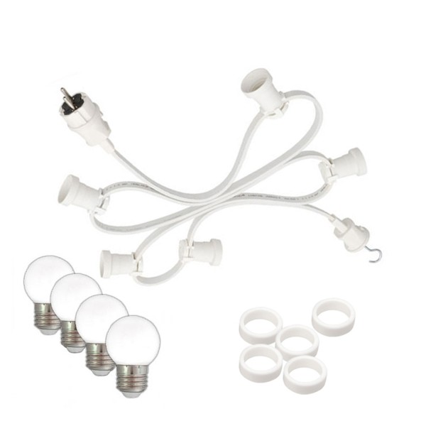 Illu-/Partylichterkette 50m - Außenlichterkette weiß -Made in Germany - 50 warmweiße LED Kugellampen