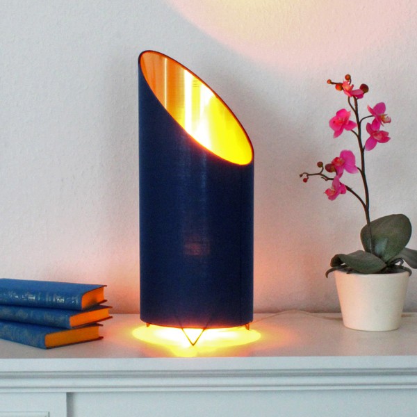 LED Flammenleuchte - Dekoleuchte - VINE royalblau/gold - realistische Fackelfunktion - H: 43cm