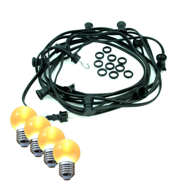 Illu-/Partylichterkette BLACKY 40m - Außenlichterkette schwarz - 40 ultra-warmweiße LED Kugeln