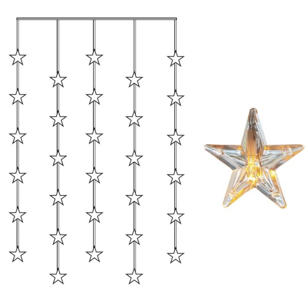 LED Lichtervorhang mit 30 Sternen - 30 warmweiße LED - 90x120cm - inkl. Trafo - für Innen
