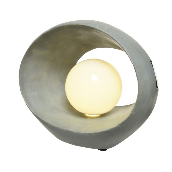 LED Solar Dekoleuchte - Kugellampe im Stein - Polyresin - 3 warmweiße LED - H: 21cm - grau