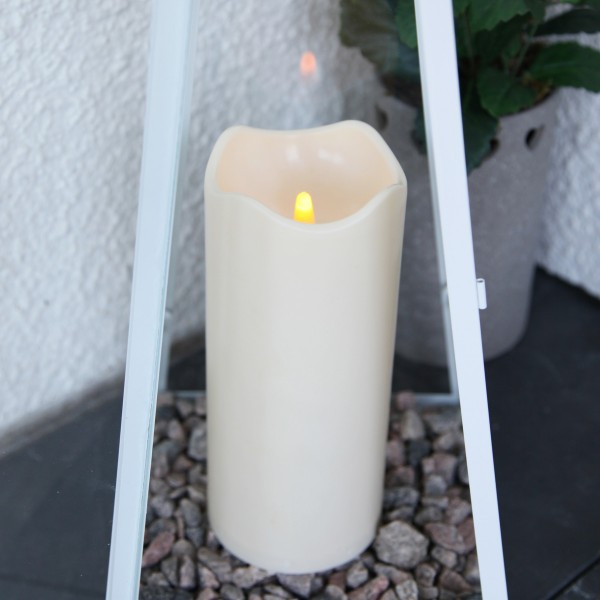 LED Stumpenkerze "Paul" - flackernde LED - H: 18cm - Sensor - Timer - outdoor - creme