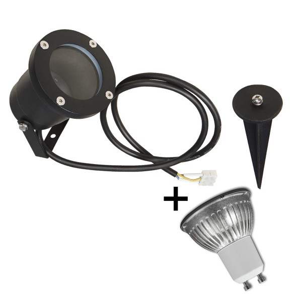 Gartenspot für GU10 Leuchtmittel - Erdspieß - max. 35W - IP44 - inkl. LED Leuchtmittel