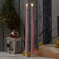 LED Stabkerzen ELLA - Echtwachs - realistische 3D Flamme - H: 38cm - rosa - 2 Stück LED Stabkerzen ELLA - Echtwachs - realistische 3D Flamme - H: 38cm - rosa - 2 Stück