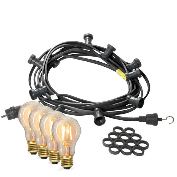 Illu-/Partylichterkette 20m - Außenlichterkette - Made in Germany - 40 Edison LED Filamentlampen