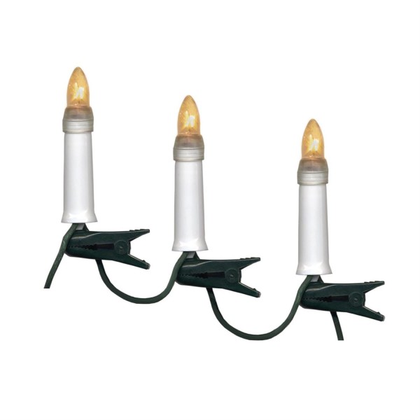 Kerzenlichterkette - Baumkerzen - 16 warmweiße Glühlampen - E10 Fassung - Ring - L: 7,5m - für Außen