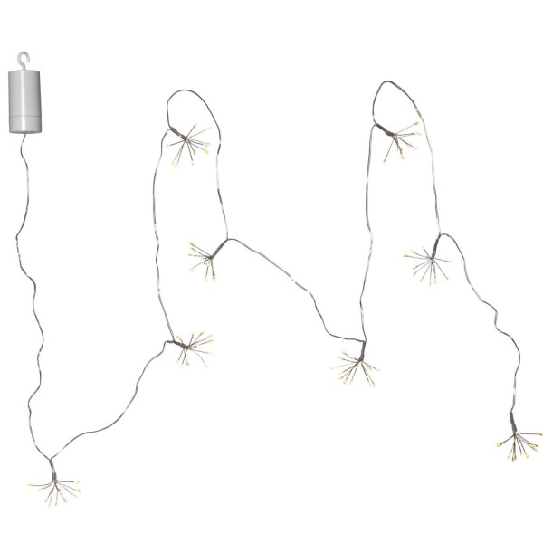 LED Lichterkette Dew Drop Blume - 96 Tautropfen LED - 8 Blüten - L: 2,1m - Timer - Batterie - Außen