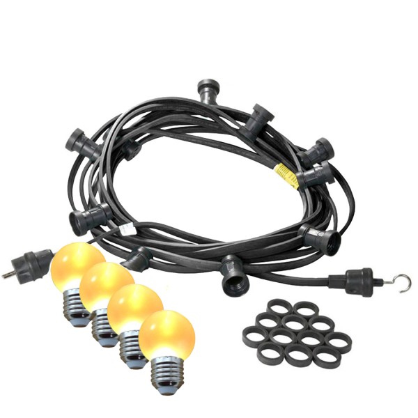 Illu-/Partylichterkette 30m - Außenlichterkette - Made in Germany - 30 ultra-warmweiße LED Kugeln