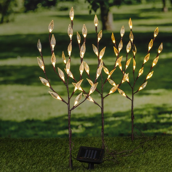 LED Solar Zweige - Sträucher - je 60 warmweiße LED - H: 80cm - outdoor - 3er Set