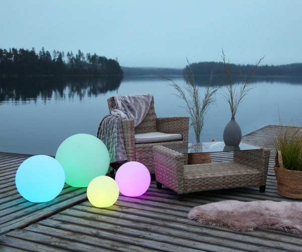 Leuchtobjekt outdoor KUGEL 30cm mit RGB LED Modul - Wireless Charging - Fernbedienung