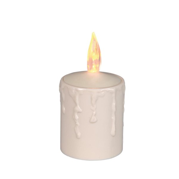 LED Kerze Paula - Grabkerze - Grablicht - flackernd - H: 11,5cm - Lichtsensor - für Außen - beige