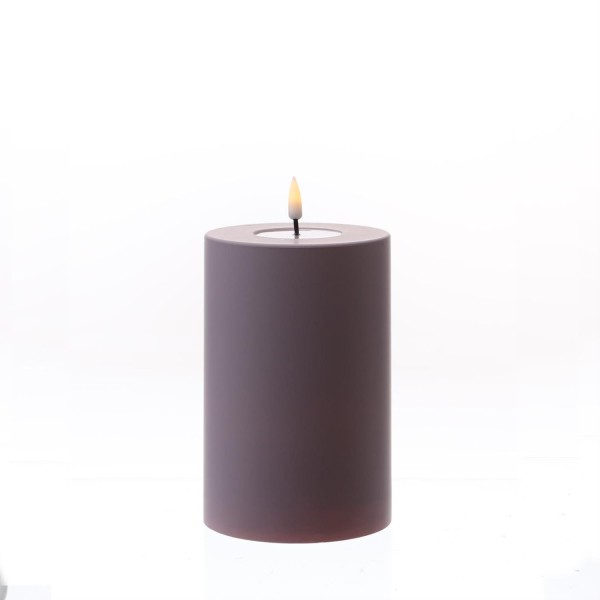 LED Stumpenkerze MIA - Kunststoff - 3D Flamme - H: 15cm - D: 10cm - für Außen - flieder/lila