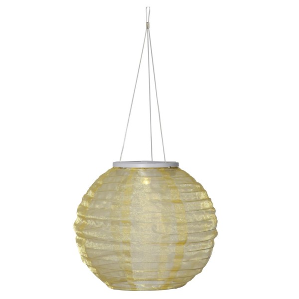LED Solar Lampion - warmweiße LED - D: 25cm - Dämmerungssensor - goldfarben