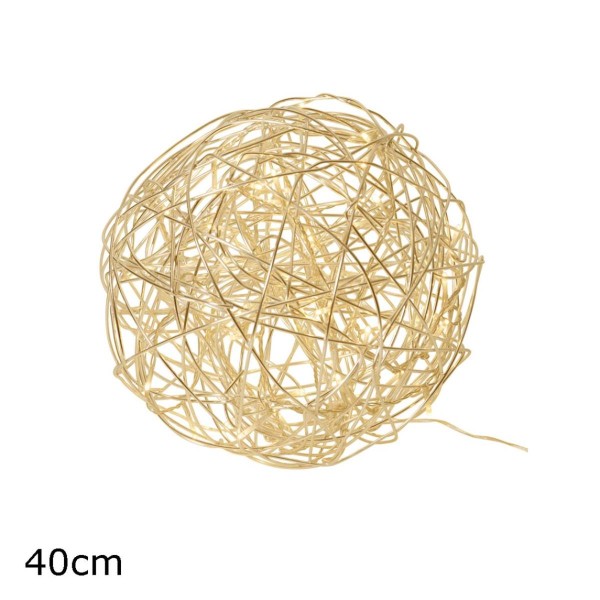 LED Drahtkugel TRASSEL GOLD - 40cm - 100 warmweiße LED - outdoor IP44, Trafo