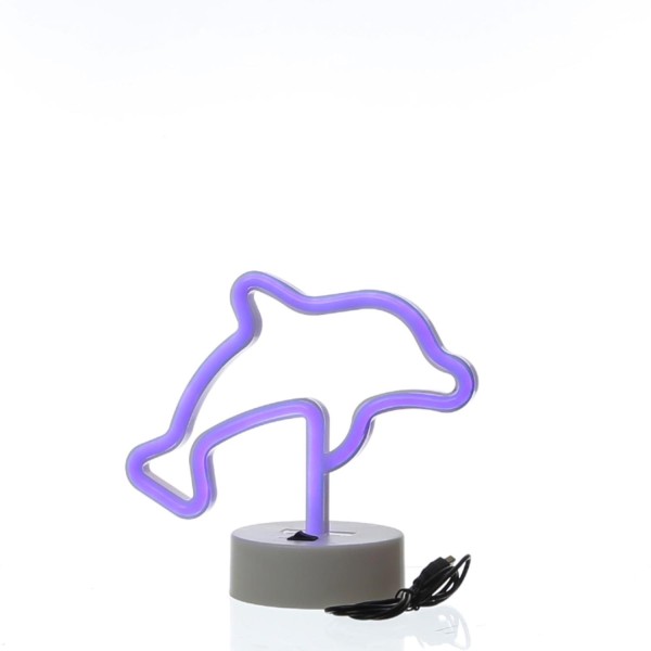 LED NEON Figur DELFIN - Neonlicht - H: 19cm - Batterie oder USB Betrieb - stehend - blau
