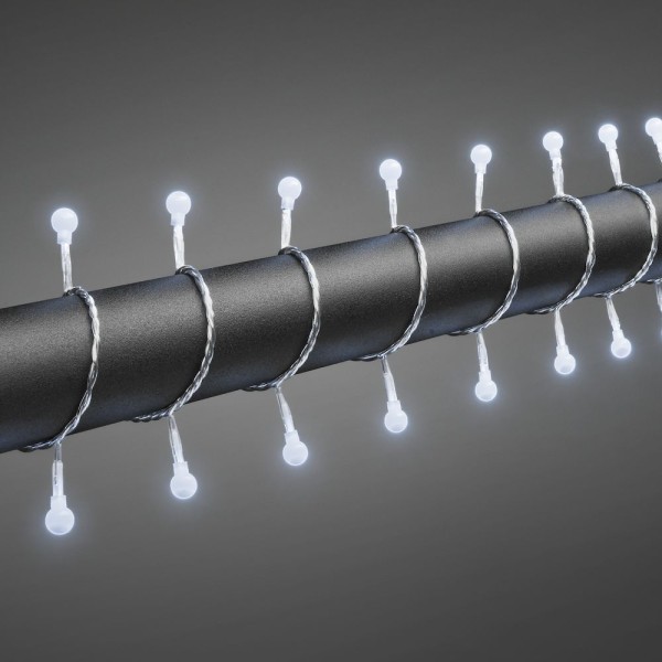 LED-Kugellichterkette - runde 160 kaltweiße LED - L:12,72m - außen - Kabel - schwarz