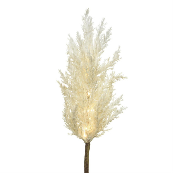 LED Zweig PAMPASGRAS - 12 warmweiße LED - H: 70cm - Batteriebetrieb - Timer- für Innen - weiß