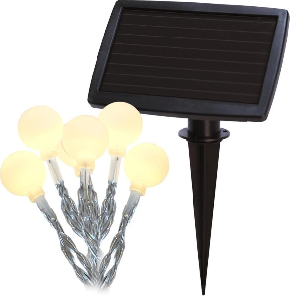 LED Solar Lichterkette Globini - 20 warmweiße LED - L: 4,75m - Dämmerungssensor - für Außen