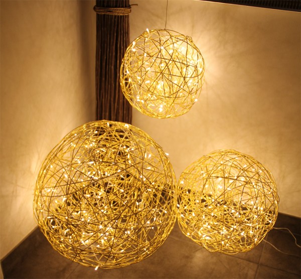 Drahtkugel gold "GOLD SPHERE 40" - 40cm - 100 warmweiße LEDs - outdoor IP44, Trafo