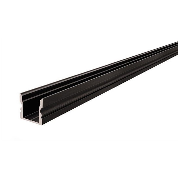 Hohes U-Profil - 1 Meter - Aluminium matt schwarz gebürstet - Außen: 16x15 - Breite innen: 11,7mm