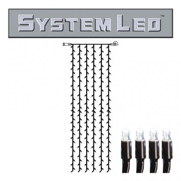 System LED Black | Lichtvorhang | koppelbar | exkl. Trafo | 1.00m x 4.00m | 204x Kaltweiß 