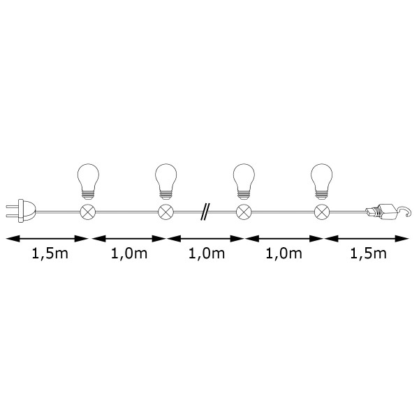 ILLU-Lichterkette BLACKY - 20m - 20xE27 | IP44 | bunte LED Tropfenlampen | SATISFIRE