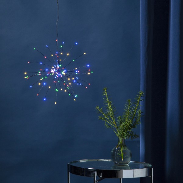 3D LED Stern Feuerwerk - hängend - 120 bunte LED - D: 26cm - für Innen - schwarz