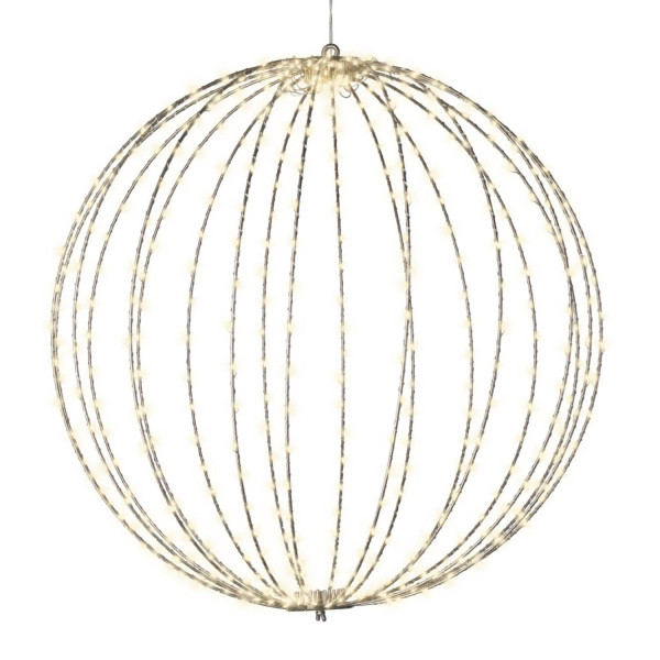LED Drahtkugel - 3D Leuchtkugel - D: 58cm - 480 warmweiße LED - faltbar - 8 Modi/Timer - Innen/Außen