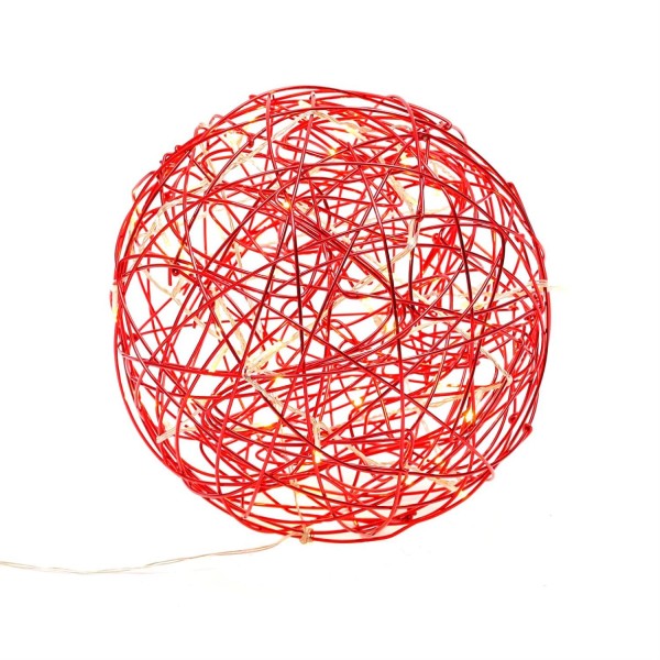 LED 3D Drahtkugel TRASSEL - 50 warmweiße LED - D: 30cm - für Innen und Außen - rot