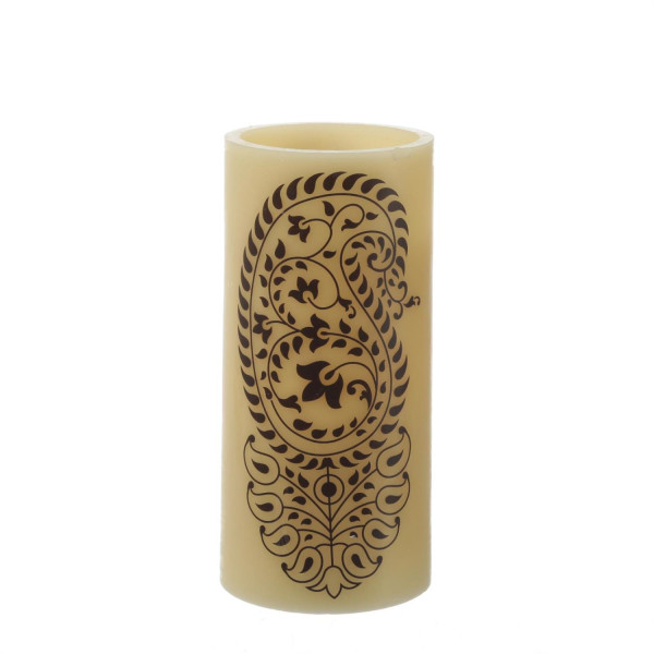 XXL LED Kerze Ornament - Echtwachs - flackernde LED - Timer - H: 25cm - D: 12cm - creme