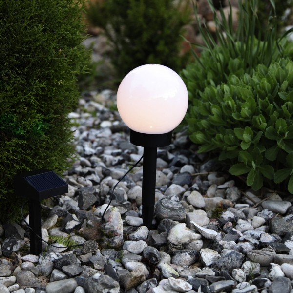 LED Solar Gartenkugel "Globus" - Erdspieß - H: 32cm, D: 15cm - warmweiße LED