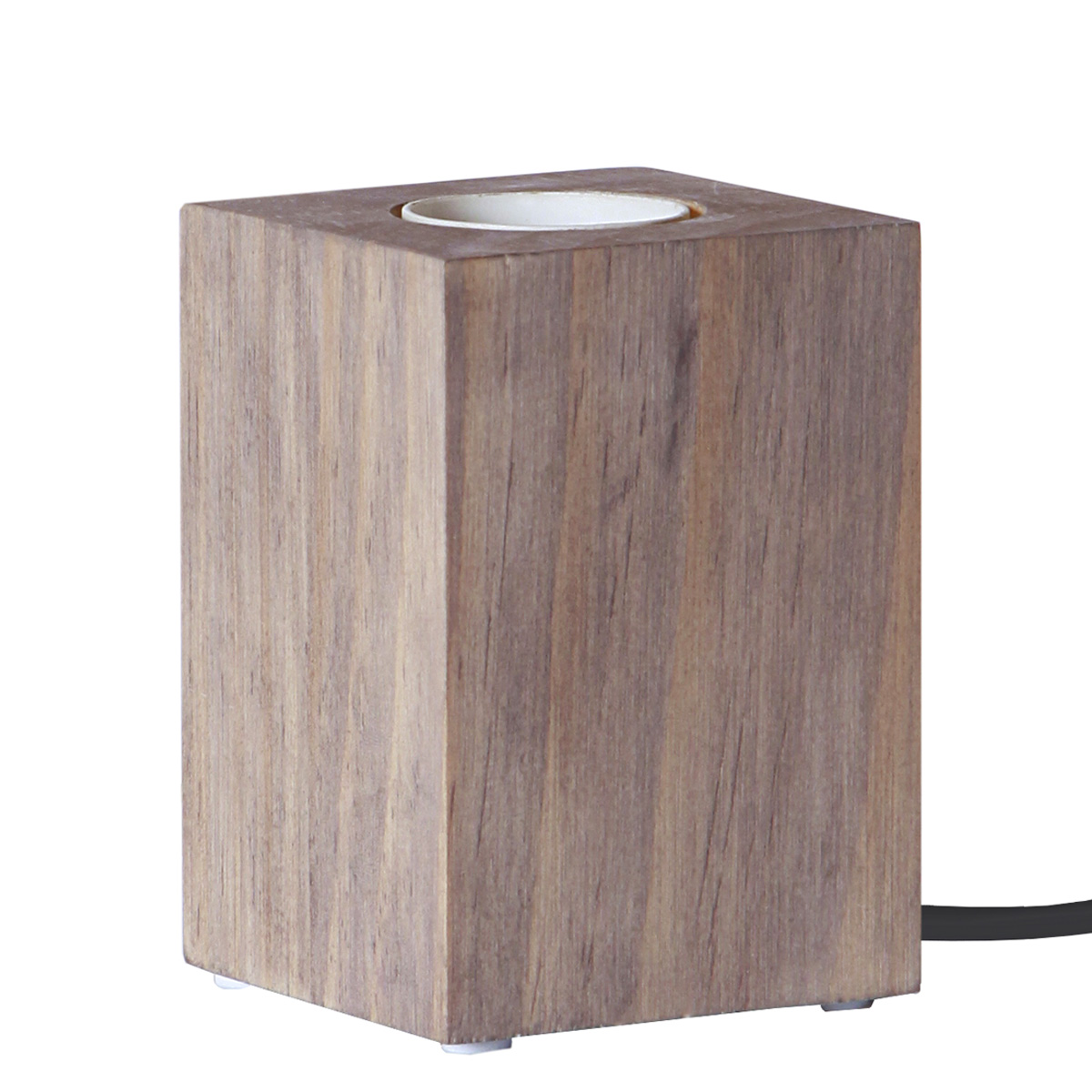 Lampenhalterung LYS - Tischleuchte - E27 - H: 10cm - stehend - Kabel mit  Schalter - Holz - braun