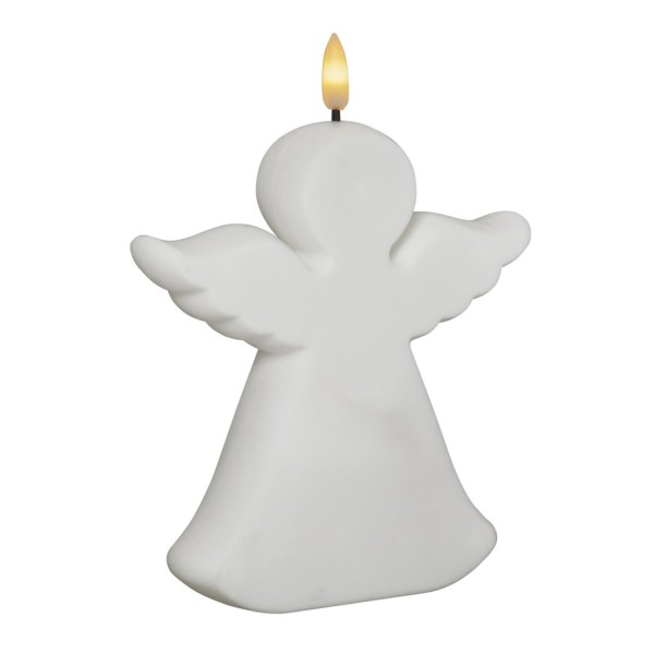 LED Kerze Engel - Gartenfigur - 1 warmweiße LED - H: 18cm - Timer - Batterie - für Außen - weiß