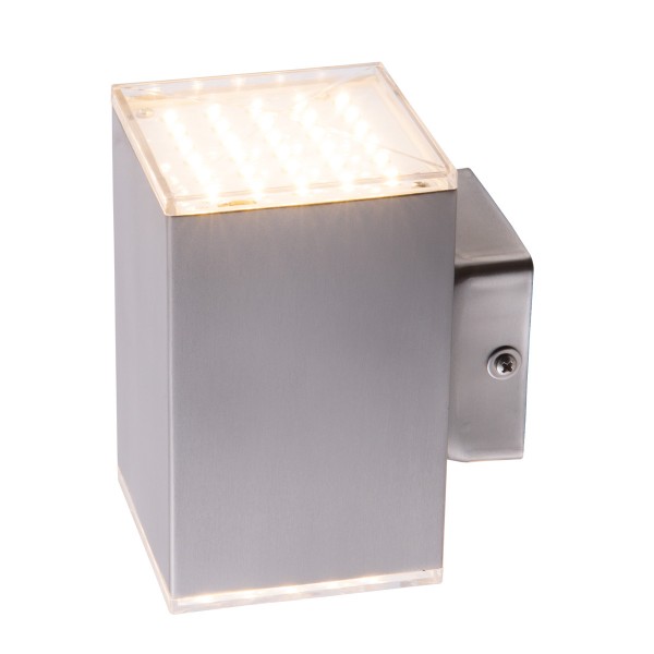 Wandleuchte KUBUS UO - 60 SMD LED - 3000K - 2x341 lm - 11W - IP44 - Edelstahl - Fassadenleuchte