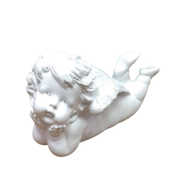 Engel auf dem Bauch liegend - weiss - 20 x 9,5 x 13cm