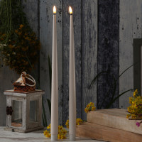 LED Stabkerzen ELLA - Echtwachs - realistische 3D Flamme - H: 38cm - creme - 2 Stück LED Stabkerzen ELLA - Echtwachs - realistische 3D Flamme - H: 38cm - creme - 2 Stück