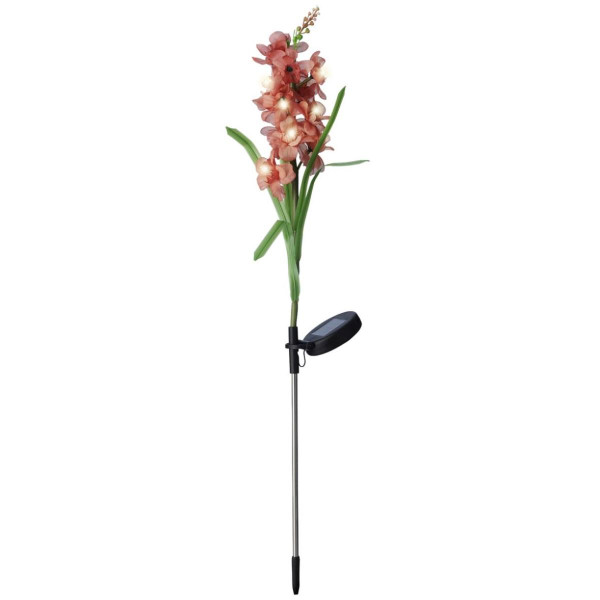 LED Solar Gartenstecker Blume GLADIOLE - 10 warmweiße LED - H: 81cm - Lichtsensor - rot