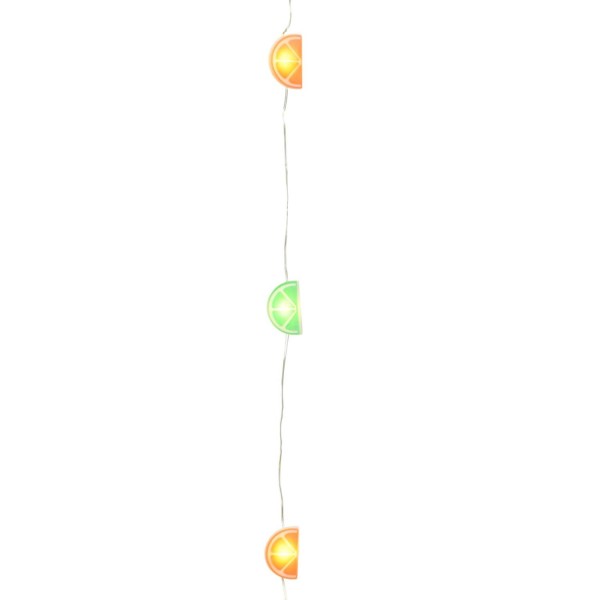 LED Drahtlichterkette KORKEN - für Flaschen - Zitrusfrüchte - 8 LED - L: 70cm - Timer - grün/orange