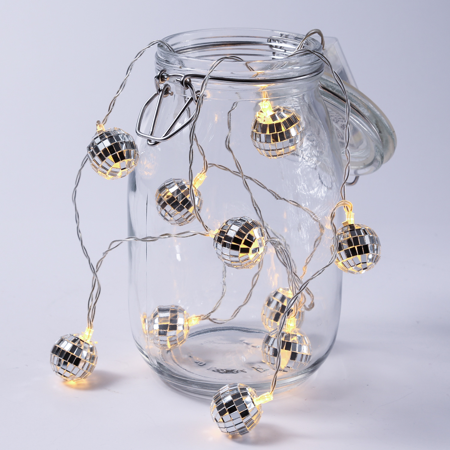 40 Weihnachts-LED-Discokugel-Spiegel, LED-Party-Lichterkette,  Disco-Party-Dekorationen, Mini-Discokugel-Dekoration, Discokugel- Lichterkette, für den Innenbereich, Baum, Terrasse, Garten () : :  Beleuchtung
