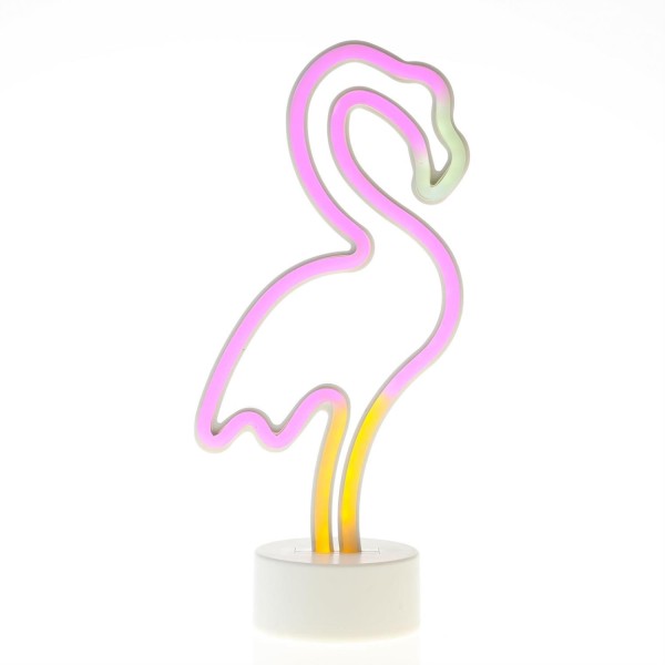 LED NEON Figur FLAMINGO - Neonlicht - H: 30cm - Batterie oder USB Betrieb - stehend - pink/gelb
