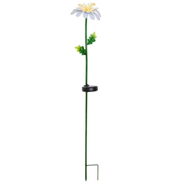 LED Solarstab Gänseblümchen - 10 warmweiße Dew Drop LED - H: 77cm - Dämmerungssensor