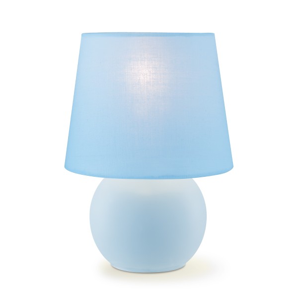 Tischleuchte ISLA pastellblauer Schirm - 22cm - Kugelfuß - E14 - Schirmlampe