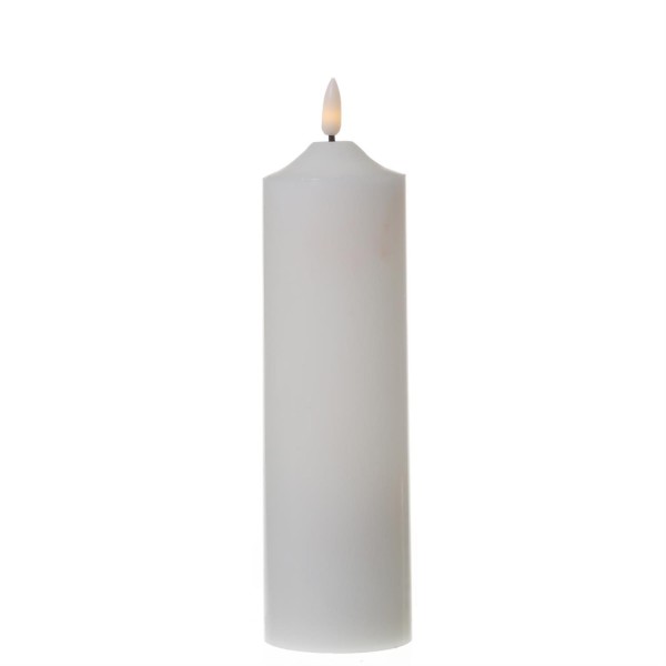 LED Stumpenkerze Flamme - Echtwachs - flackernde 3D Flamme - H: 22,5cm - Batterie - Timer - weiß