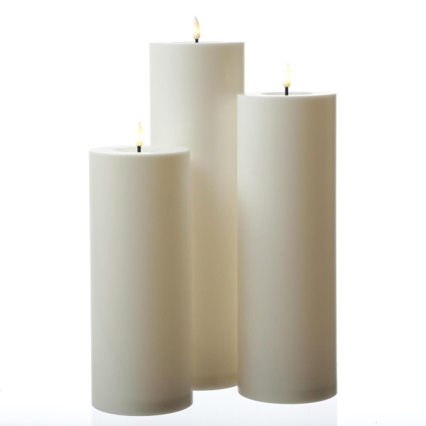 LED Kerzenset XXL - Kunststoff - 3 Größen - D: 10cm - Timer - für Außen - weiß - 3er Set
