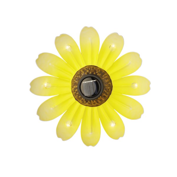 LED Solar Blume - hängend - Metall - 6 warmweiße LED - H: 14cm - Lichtsensor - gelb