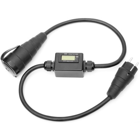 Mobiler MID Stromzähler mini - LCD Display - 1,1m - Schutzkontakt Ein/Aus - 16A/230V