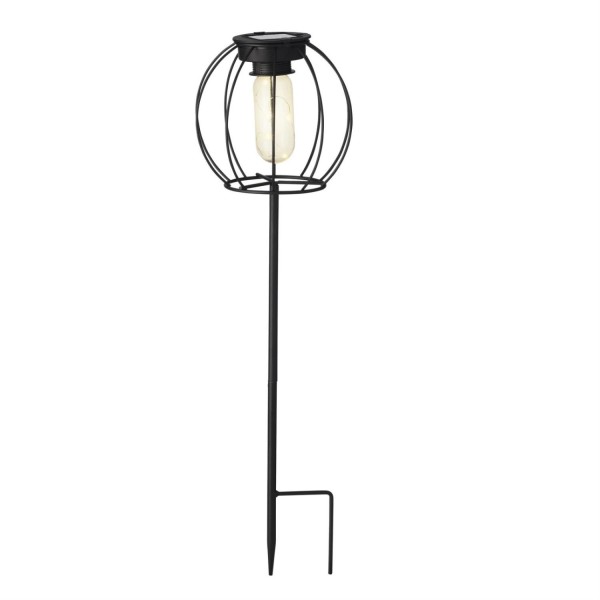 LED Solarleuchte Gitter Optik - Gartenstecker - warmweiße LED - H: 49,5cm - Metall - schwarz - rund