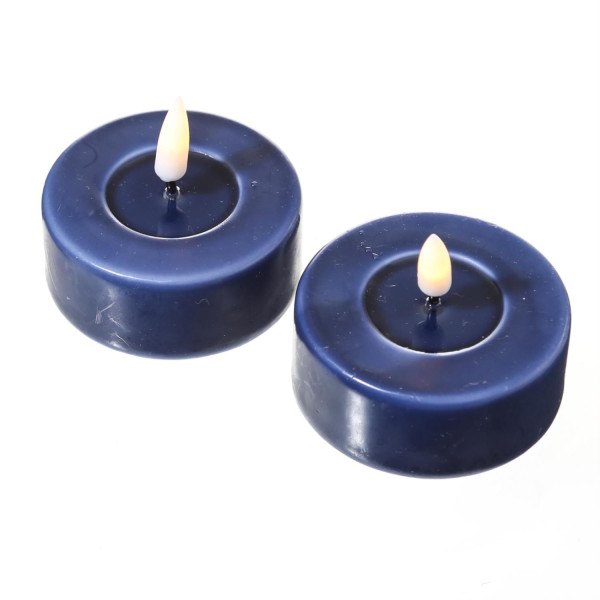 LED Maxi Teelichter MIA - Echtwachs - realistische 3D Flamme - D: 6,1cm - königsblau - 2 Stk.