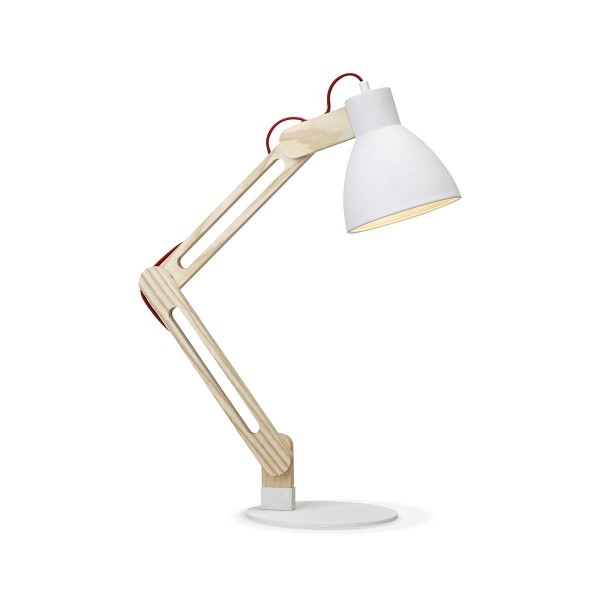 Schreibtischlampe WOOD weiß/holz - 70cm - E27 - Nachttischlampe