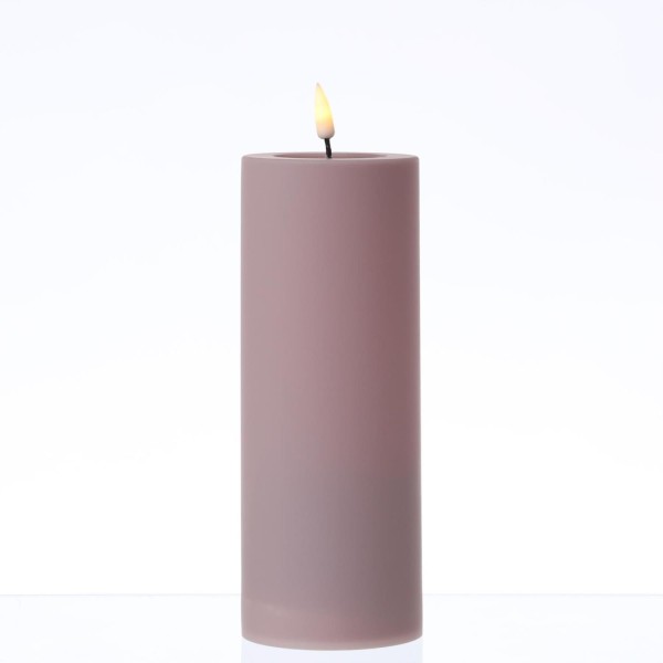 LED Stumpenkerze MIA - Kunststoff - 3D Flamme - H: 20cm - D: 7,5cm - für Außen - rosa